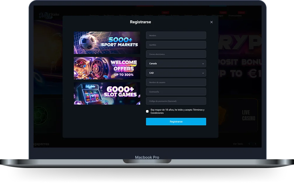 Mystake Casino Registro de Cuenta Mystake Casino con formulario de registro, más de 5000 mercados deportivos, ofertas de bienvenida y más de 6000 tragamonedas