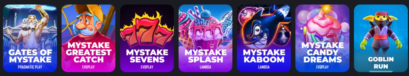 Mystake Casino Juegos Instantáneos Mystake Casino con selección de juegos instantáneos como Gates of MyStake, MyStake Splash, MyStake Kaboom y Goblin Run